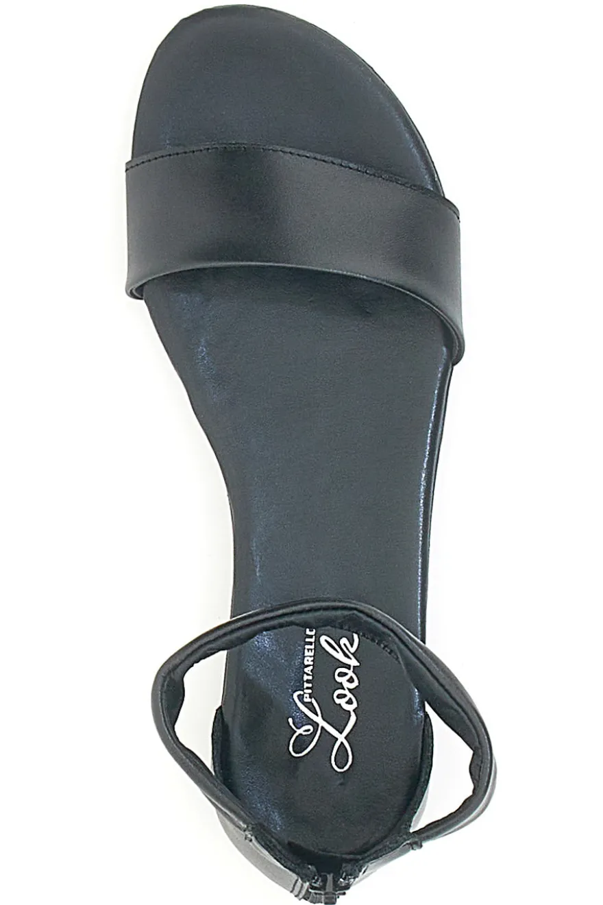 Sandali Bassi Neri con Cinturino alla Caviglia Pittarello Look 225495