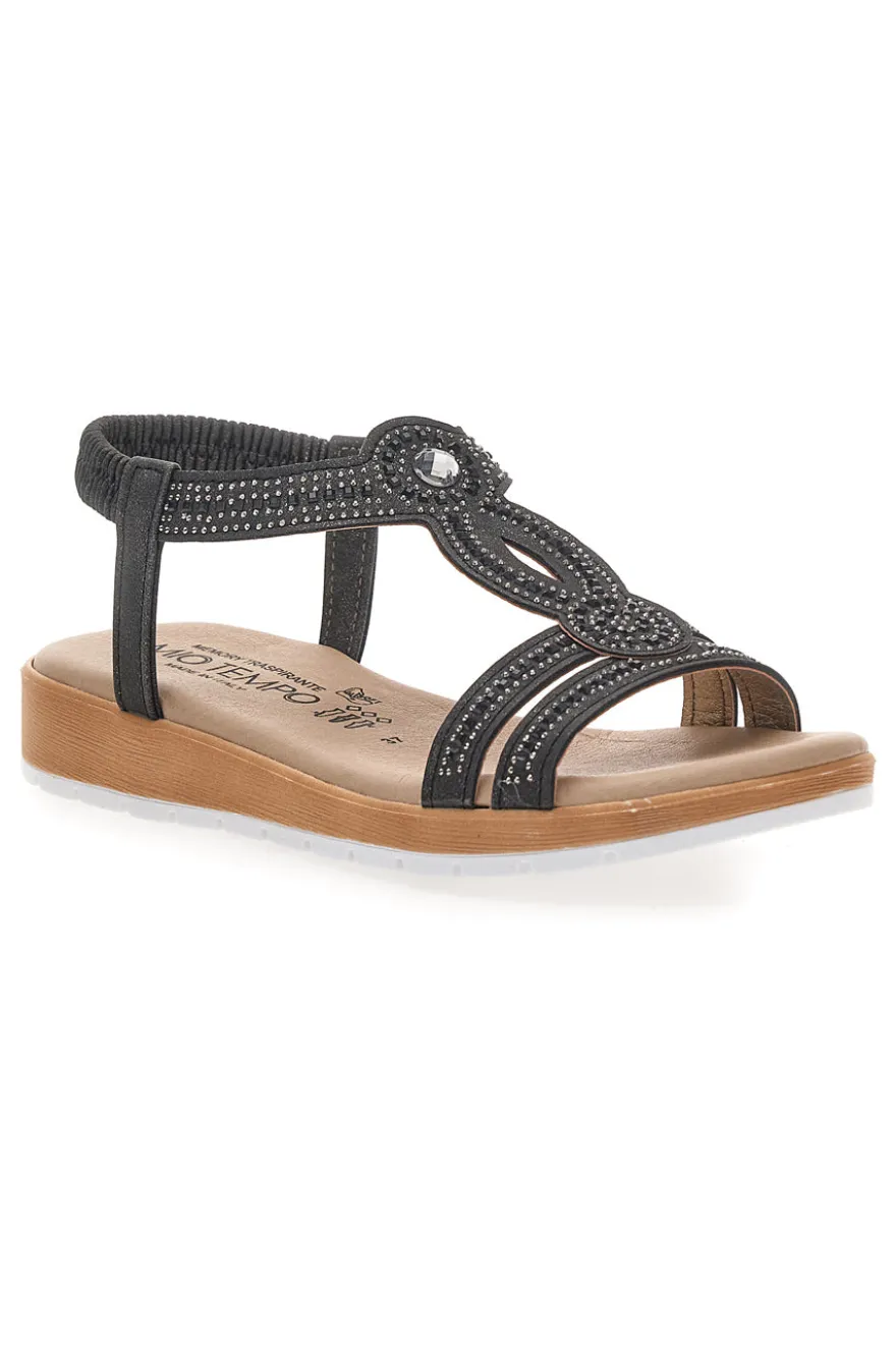 Sandali bassi neri con strass MIO TEMPO LR253420