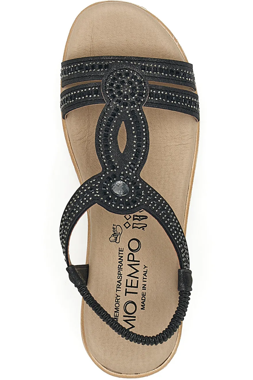 Sandali bassi neri con strass MIO TEMPO LR253420