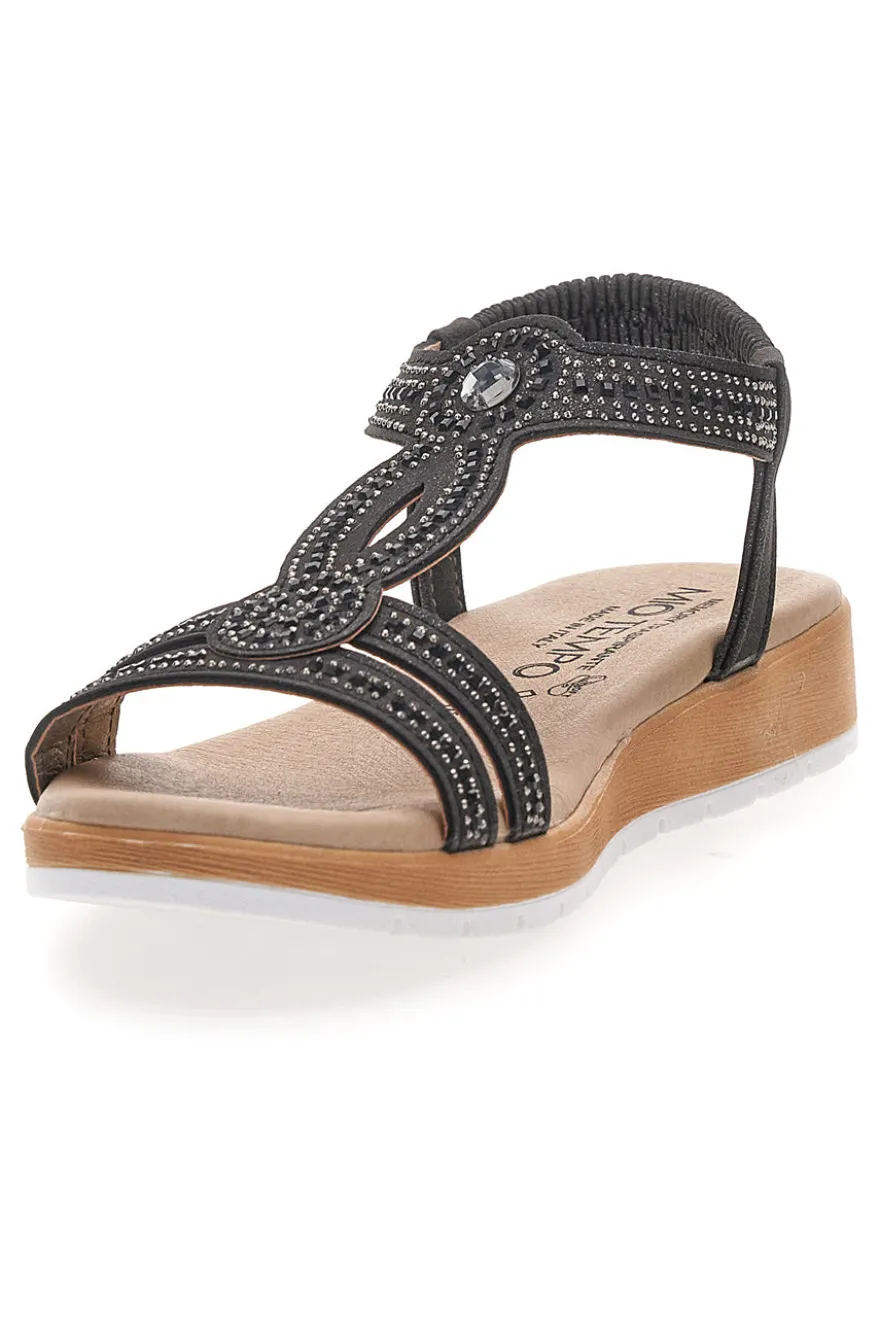 Sandali bassi neri con strass MIO TEMPO LR253420