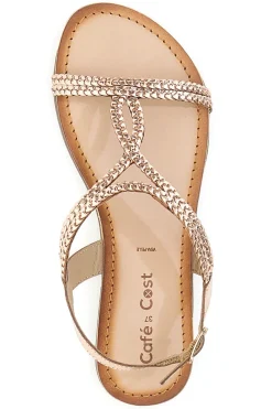 Sandali bassi rose gold con dettagli intrecciati Cafè Cost 95158