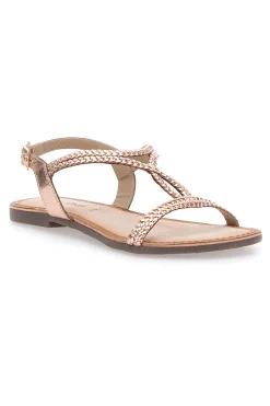 Sandali bassi rose gold con dettagli intrecciati Cafè Cost 95158
