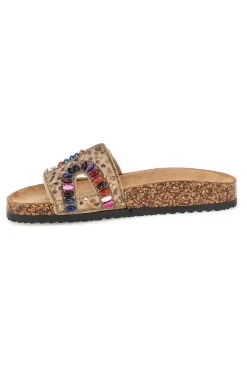 Sandali beige con applicazioni multicolor Prima riga 14219