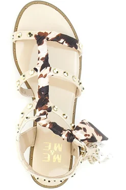 Sandali beige con borchie e lacci animalier Me & Me 1660