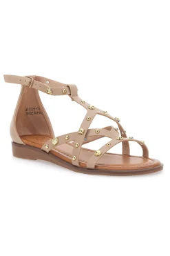 Sandali beige con borchie e cinturino alla caviglia Mon Dieu JXSS25T6