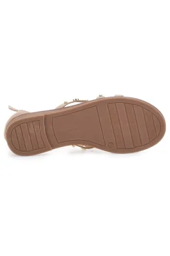 Sandali beige con borchie e cinturino alla caviglia Mon Dieu JXSS25T6