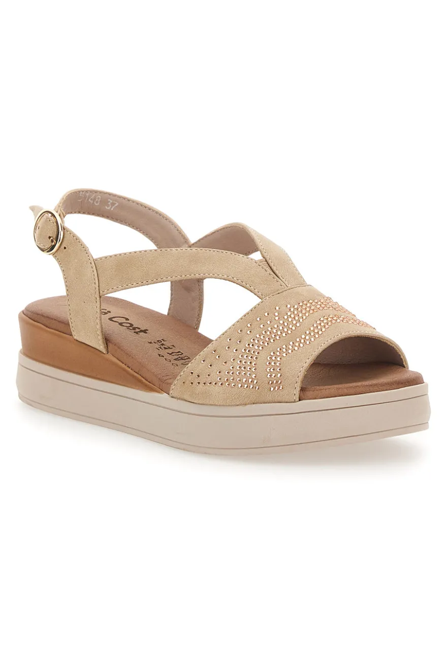 Sandali Beige con Brillantini e Platform CAFE COST 182465148