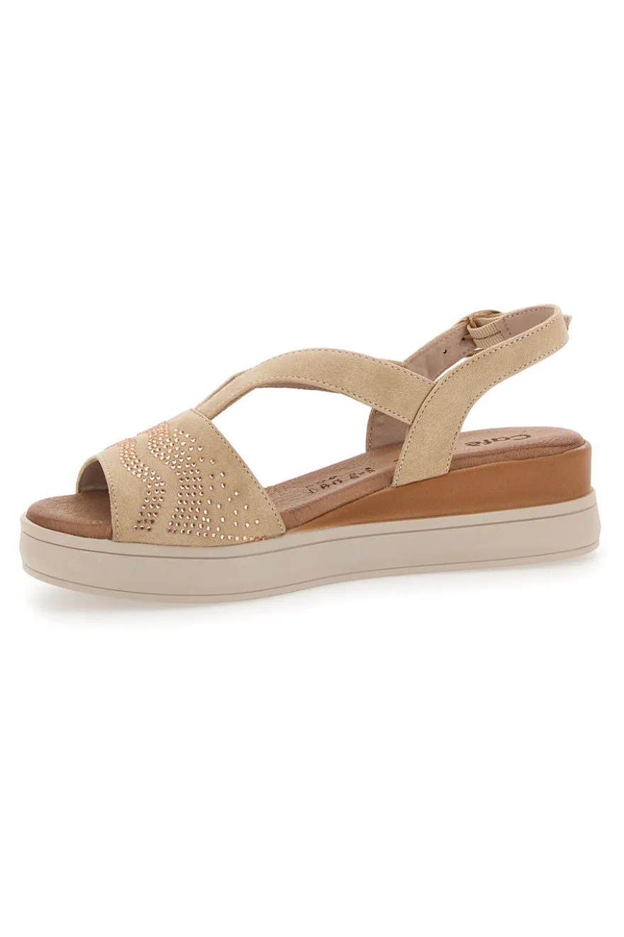 Sandali Beige con Brillantini e Platform CAFE COST 182465148