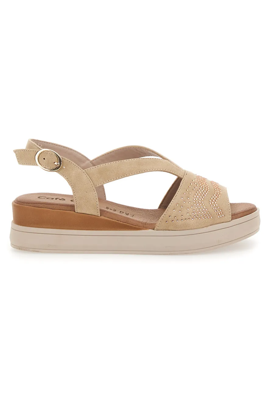 Sandali Beige con Brillantini e Platform CAFE COST 182465148