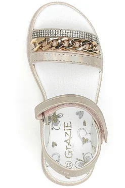 Sandali Beige con Catena Decorativa e Chiusura A Velcro GRAZIE GIRL 14320