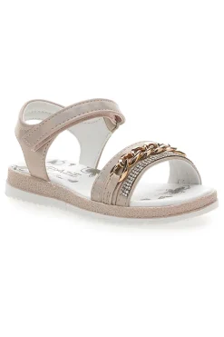Sandali Beige con Catena Decorativa e Chiusura A Velcro GRAZIE GIRL 14320