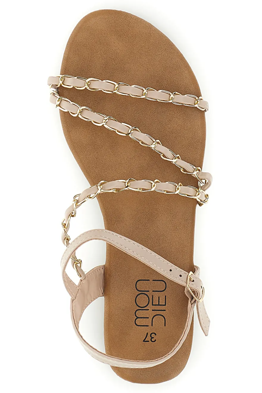 Sandali beige con catena decorativa Mon dieu PREA3682