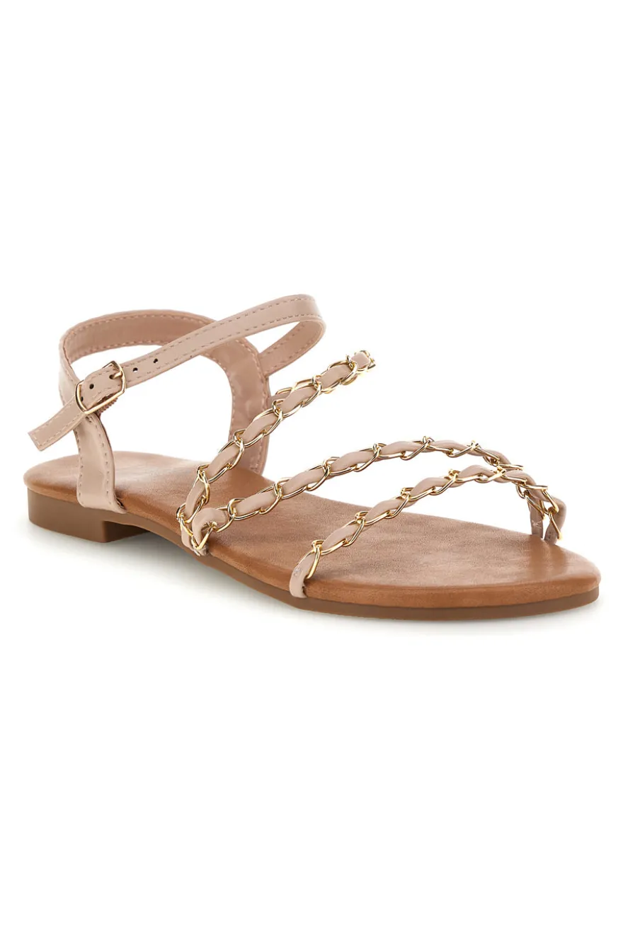 Sandali beige con catena decorativa Mon dieu PREA3682
