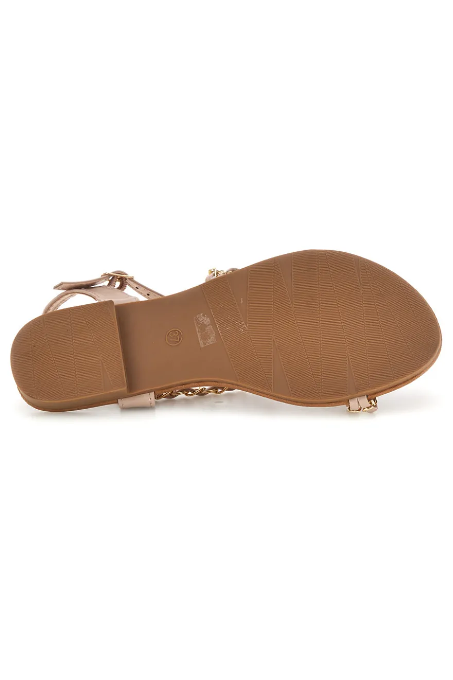 Sandali beige con catena decorativa Mon dieu PREA3682