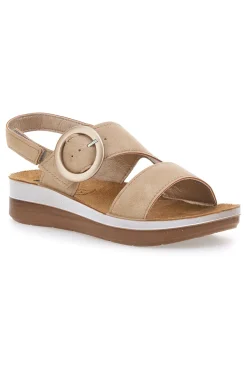 Sandali beige con cinturino comfort e zeppa leggera Inblu 21FT