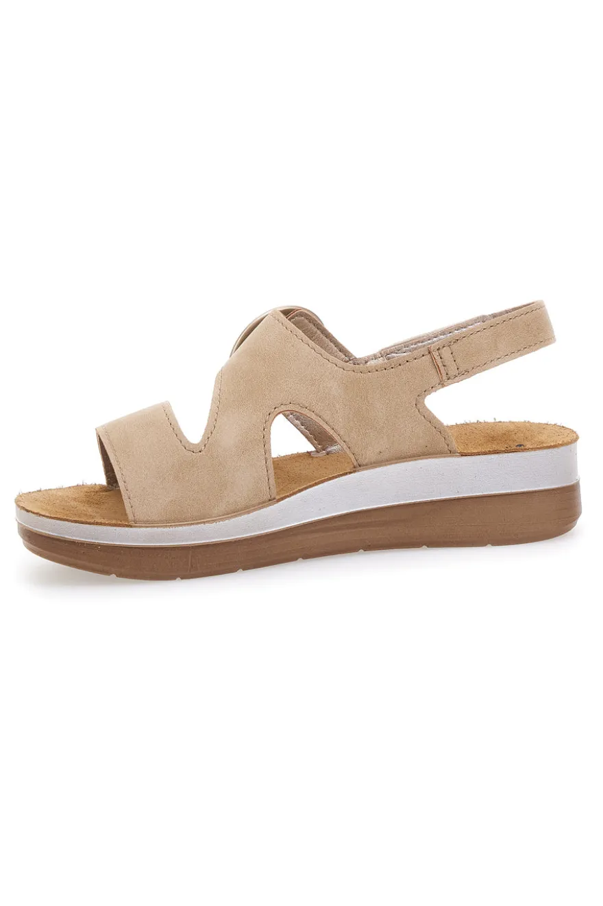 Sandali beige con cinturino comfort e zeppa leggera Inblu 21FT