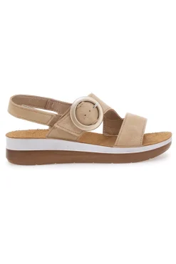 Sandali beige con cinturino comfort e zeppa leggera Inblu 21FT