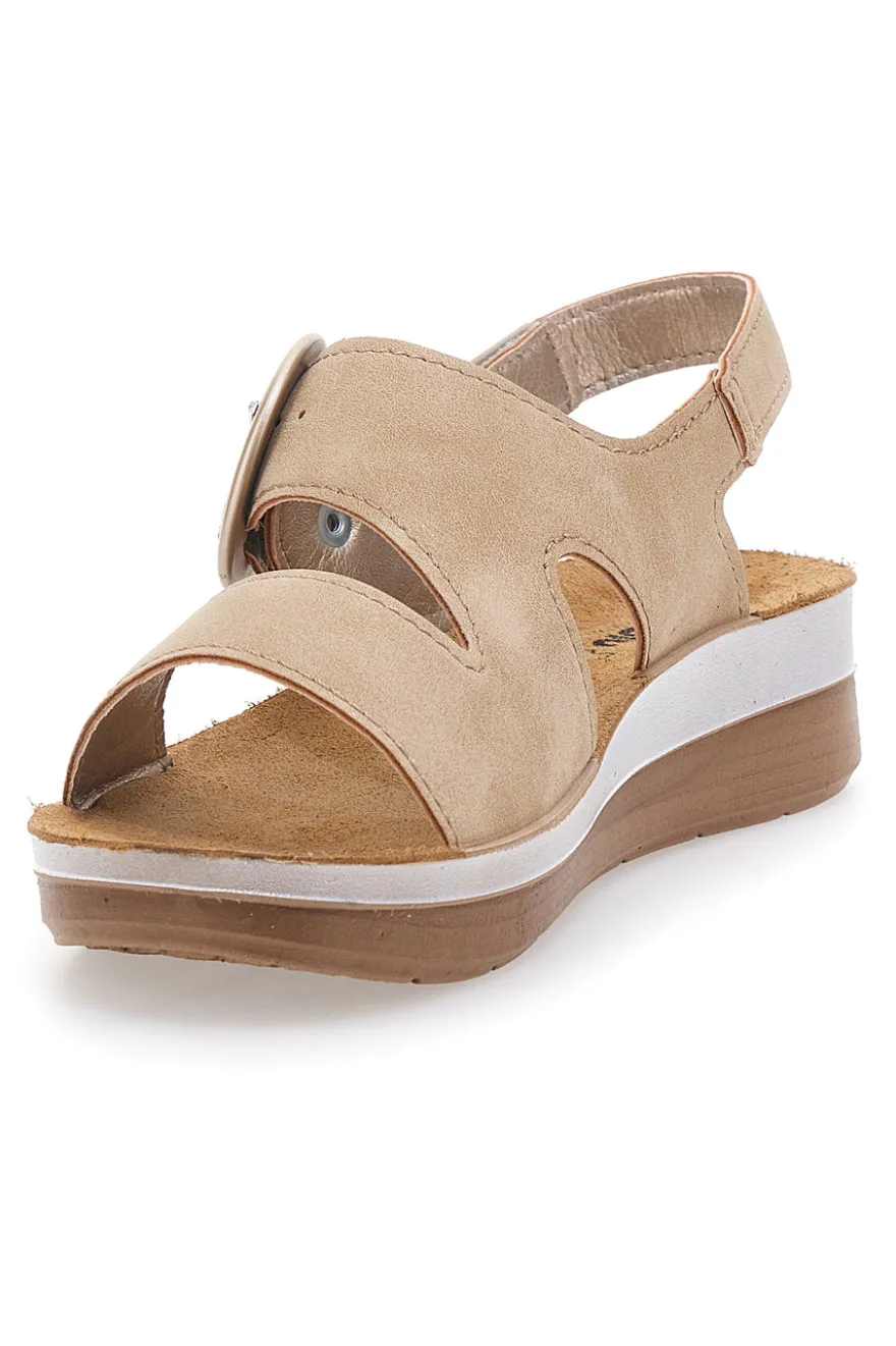 Sandali beige con cinturino comfort e zeppa leggera Inblu 21FT