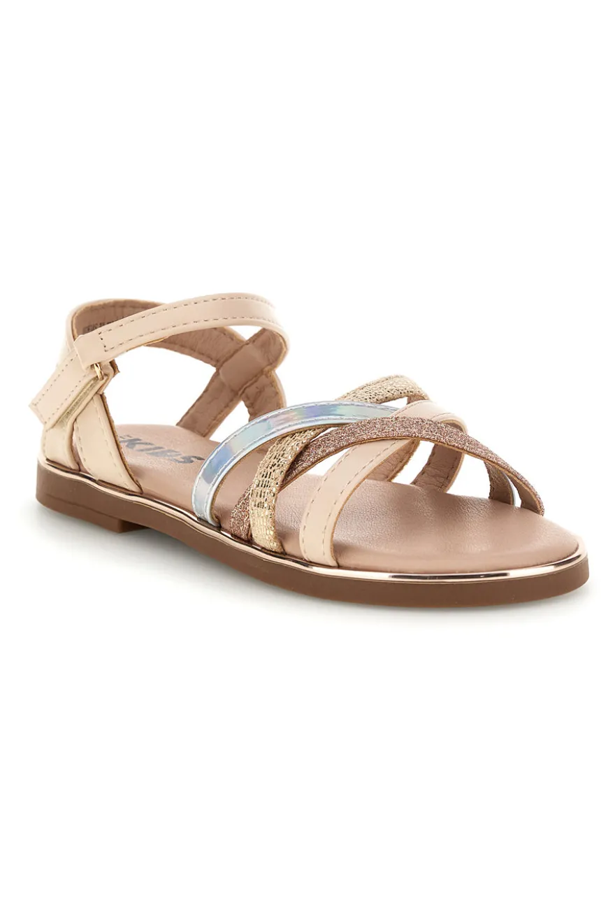 Sandali beige con cinturini glitterati Pitt kids 392634S