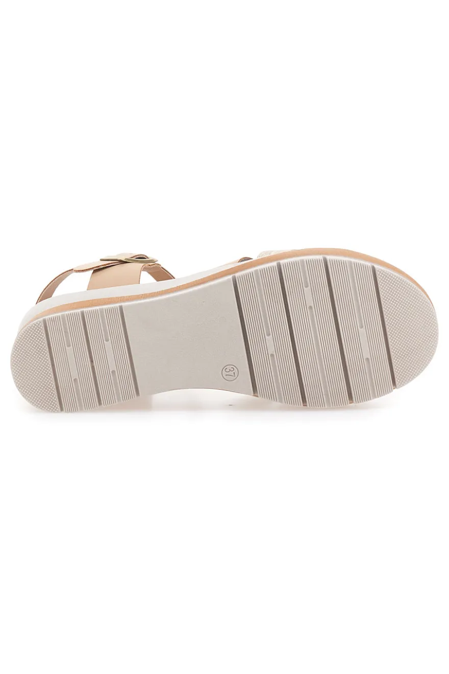Sandali beige con cinturino e zeppa leggera Bio Up 405