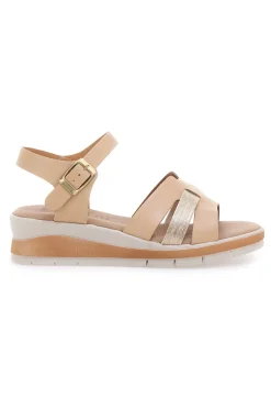 Sandali beige con cinturino e zeppa leggera Bio Up 405
