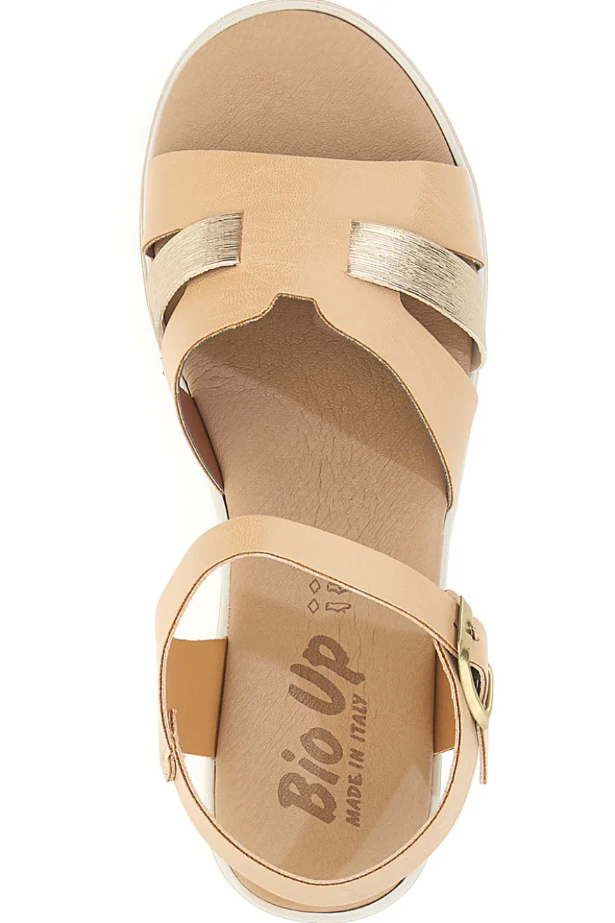 Sandali beige con cinturino e zeppa leggera Bio Up 405