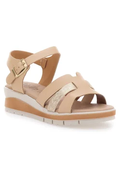 Sandali beige con cinturino e zeppa leggera Bio Up 405