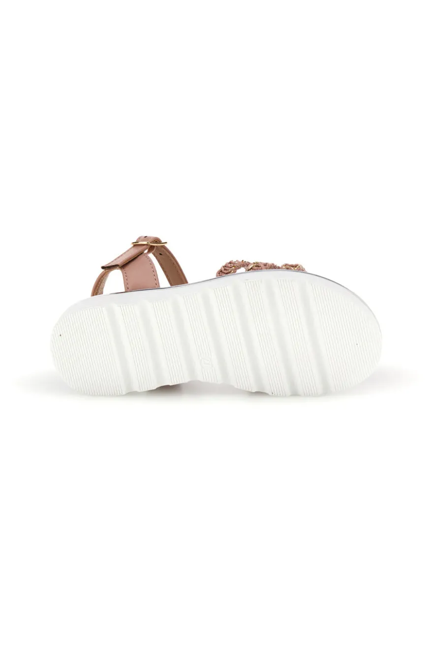Sandali beige con cinturini intrecciati Pitt kids 392638S