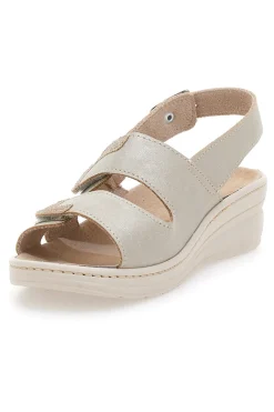Sandali Beige con Cinturino e Sottopiede in Pelle PRIMA RIGA 183