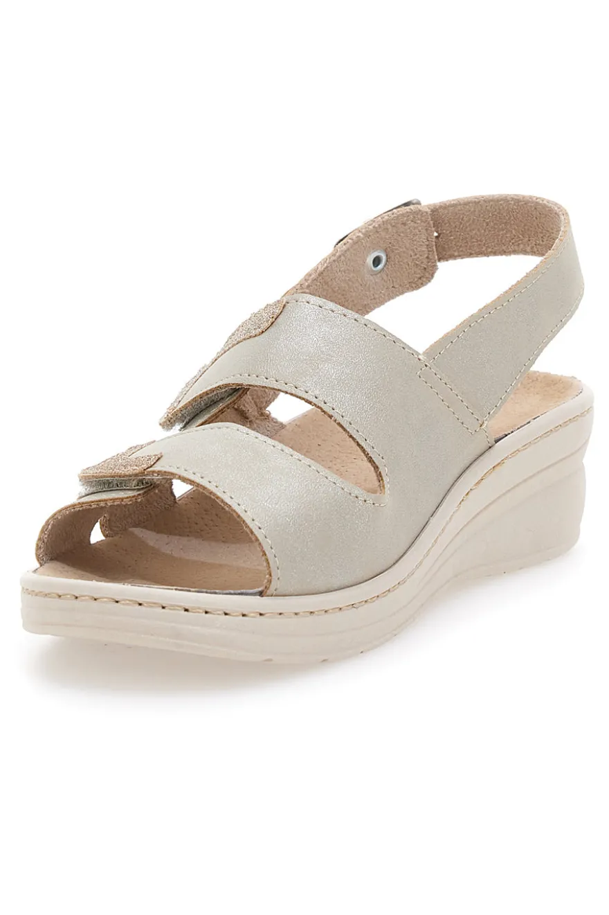 Sandali Beige con Cinturino e Sottopiede in Pelle PRIMA RIGA 183