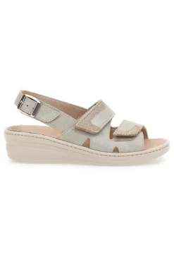 Sandali Beige con Cinturino e Sottopiede in Pelle PRIMA RIGA 183