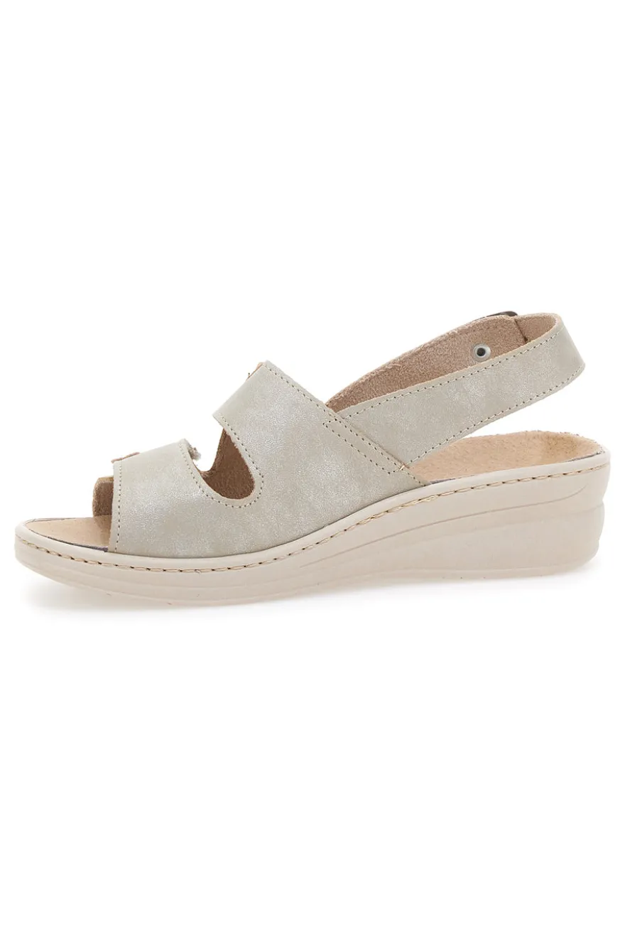 Sandali Beige con Cinturino e Sottopiede in Pelle PRIMA RIGA 183