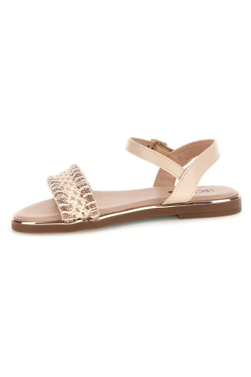 Sandali beige con cinturino intrecciato Pitt kids 392628S