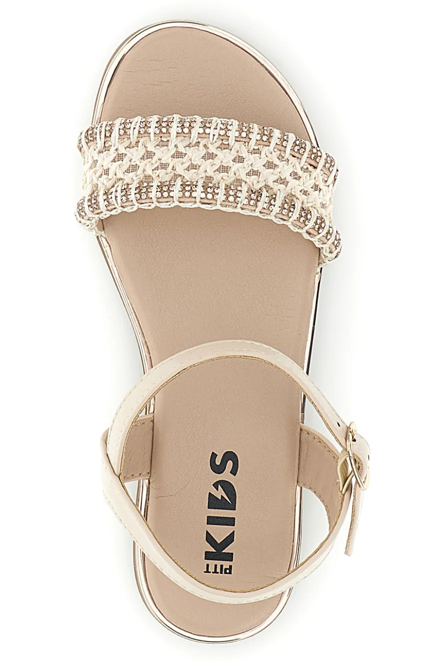 Sandali beige con cinturino intrecciato Pitt kids 392628S