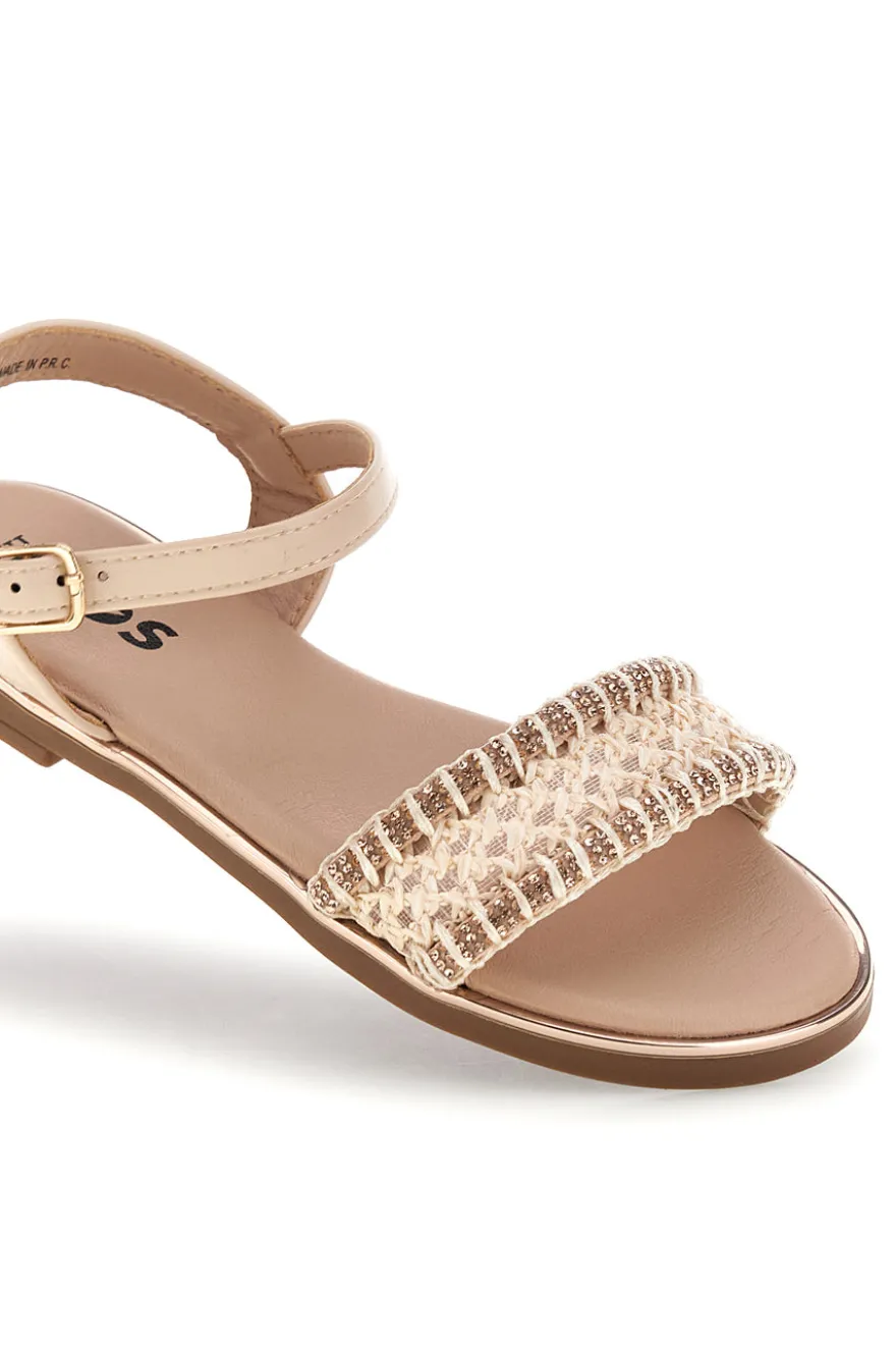 Sandali beige con cinturino intrecciato Pitt kids 392628S