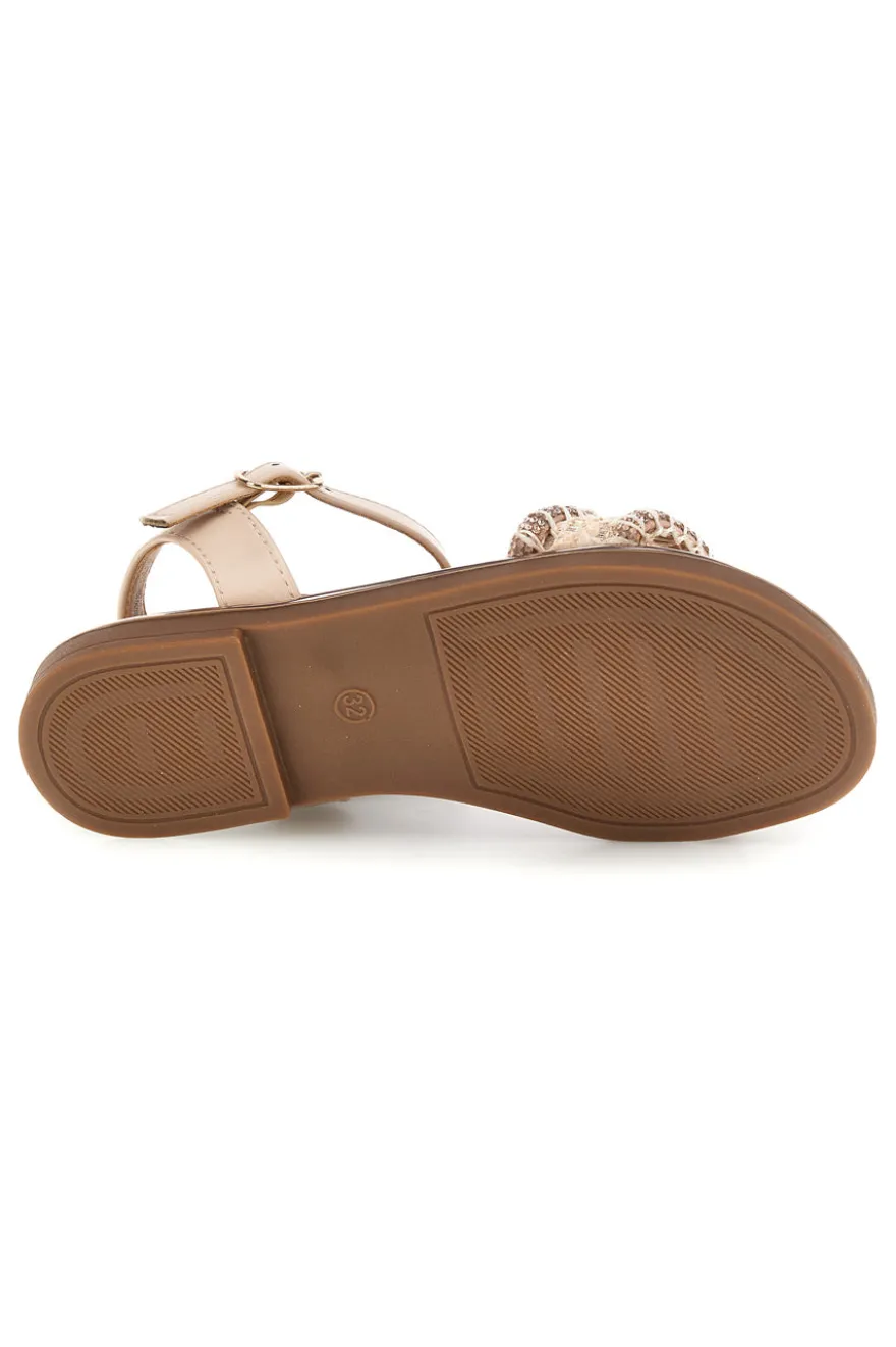 Sandali beige con cinturino intrecciato Pitt kids 392628S