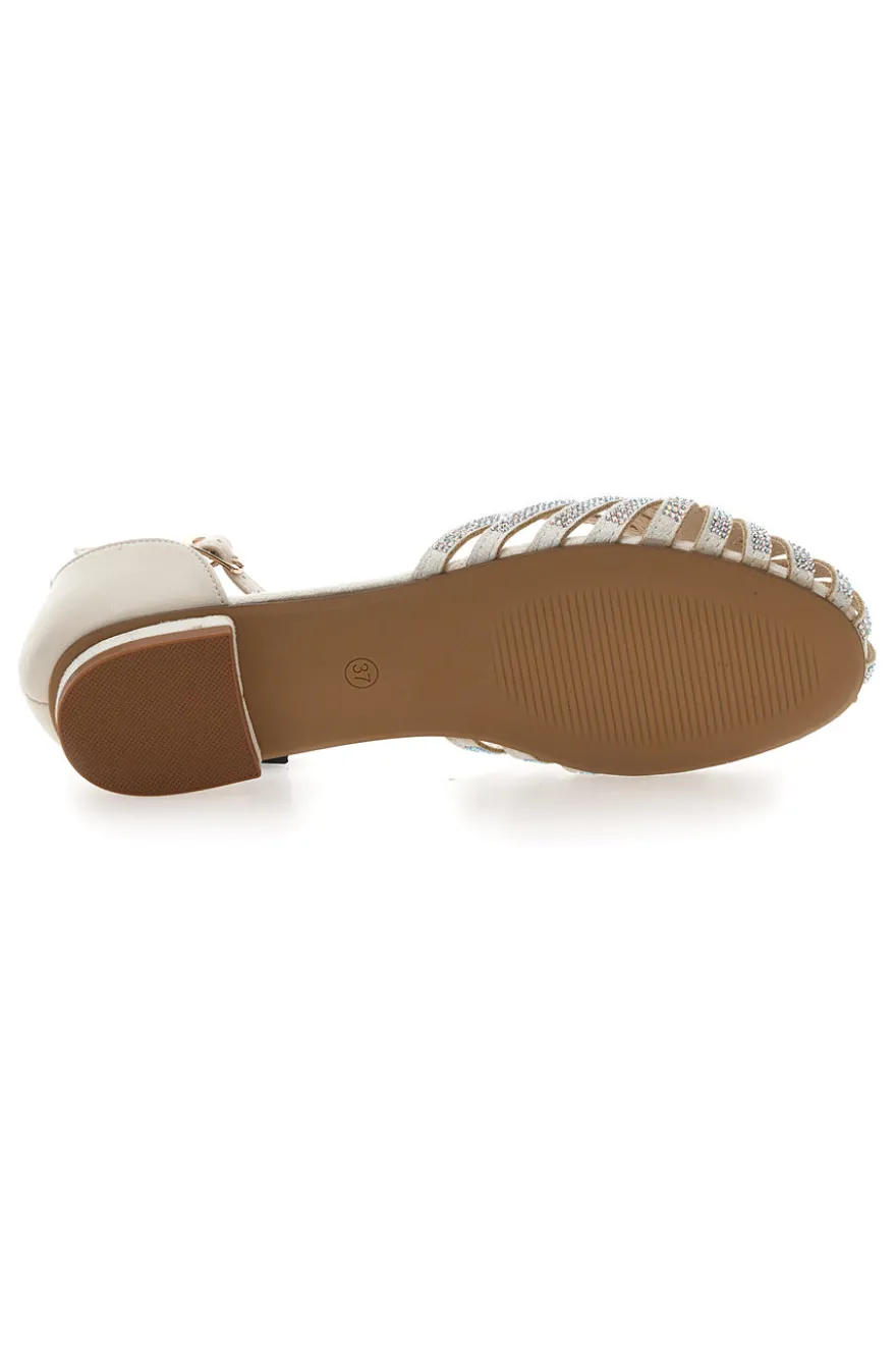Sandali beige con cinturino e dettagli gioiello Energy E354