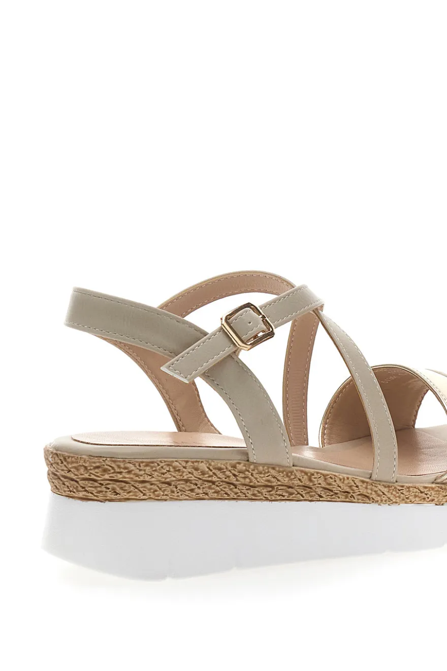 Sandali Beige Con Cinturino e Platform Mariella Burani 51301
