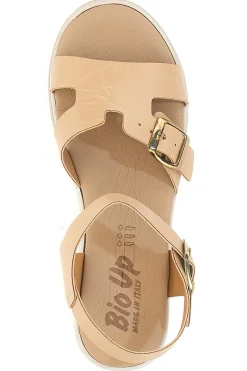 Sandali beige con doppia fibbia e sottopiede in vera pelle Bio Up 404