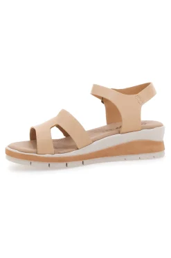 Sandali beige con doppia fibbia e sottopiede in vera pelle Bio Up 404