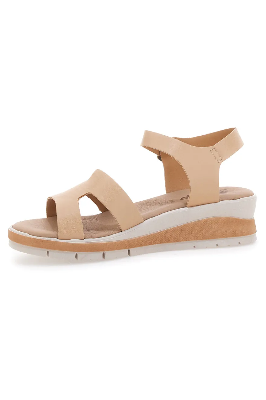 Sandali beige con doppia fibbia e sottopiede in vera pelle Bio Up 404