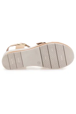 Sandali beige con doppia fibbia e sottopiede in vera pelle Bio Up 404