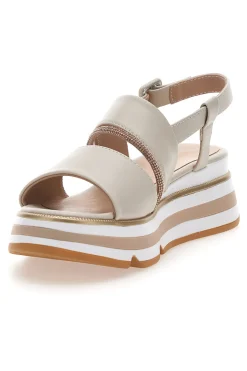 Sandali Beige Con Fasce Elastiche e Platform Mariella Burani K11010