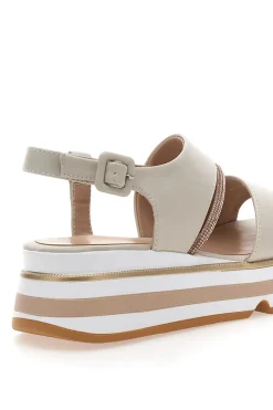 Sandali Beige Con Fasce Elastiche e Platform Mariella Burani K11010