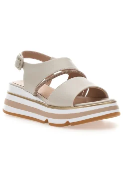 Sandali Beige Con Fasce Elastiche e Platform Mariella Burani K11010