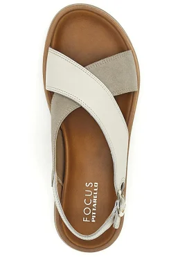 Sandali beige con fasce incrociate bicolore Pittarello Focus 28053NAL