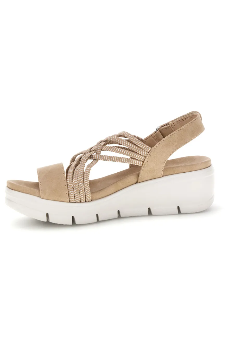 Sandali beige con fasce intrecciate e velcro The first active 24001A