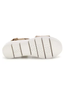 Sandali beige con fasce intrecciate e velcro The first active 24001A