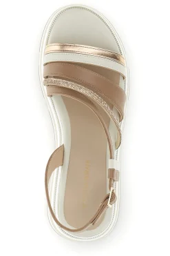 Sandali beige con fasce incrociate e zeppa Burani 52192C1579