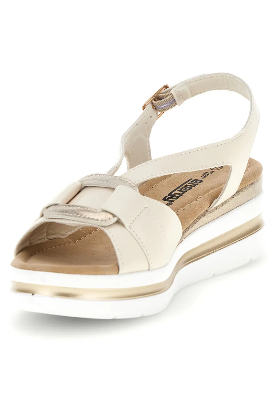 Sandali beige con fasce incrociate e memory soft Energy E490